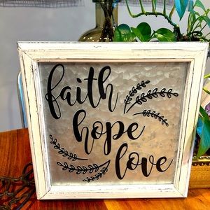 Embossed metal farmhouse sign